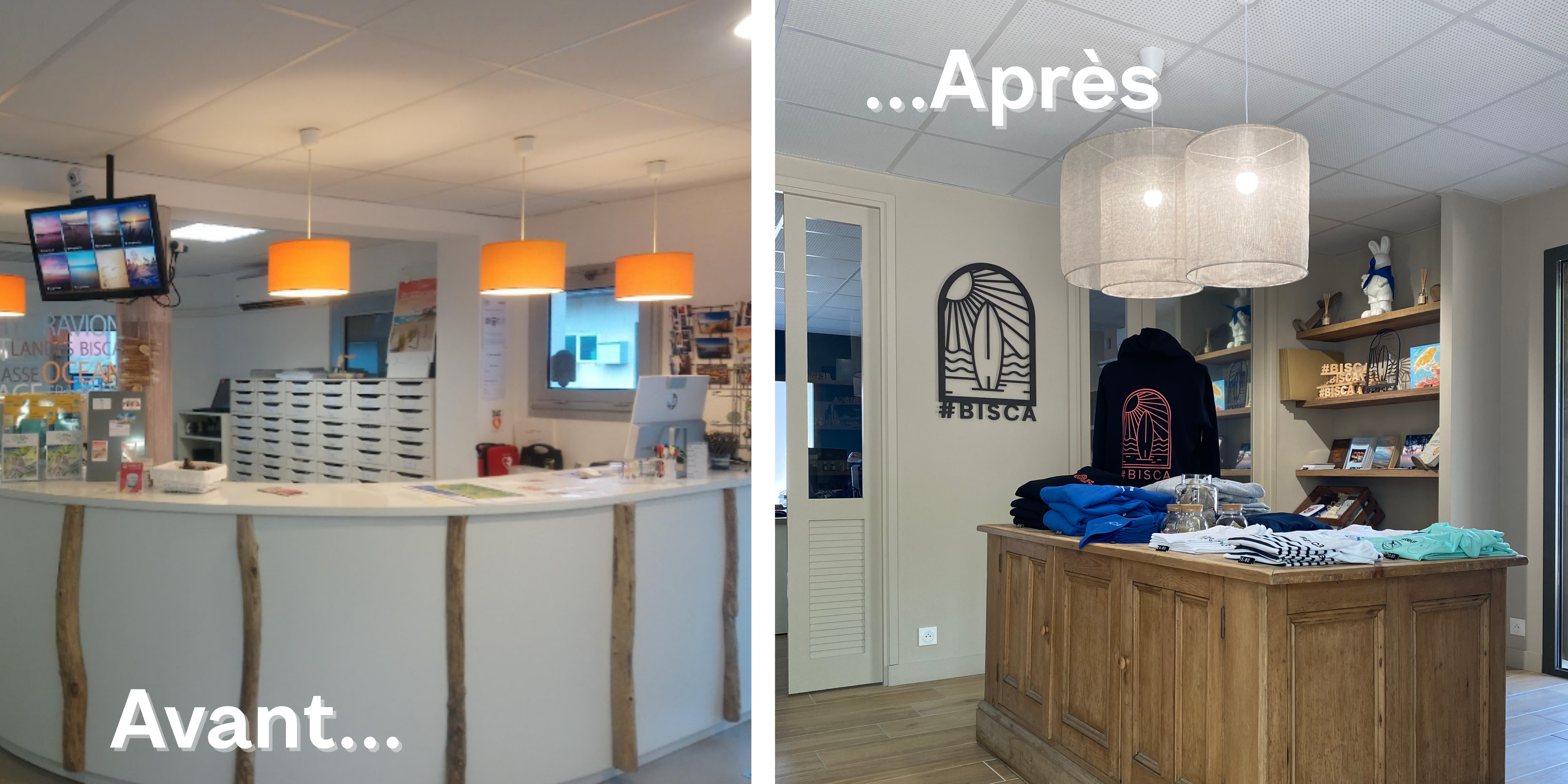 Avant-après à l'Office de Tourisme Bisca Grands Lacs