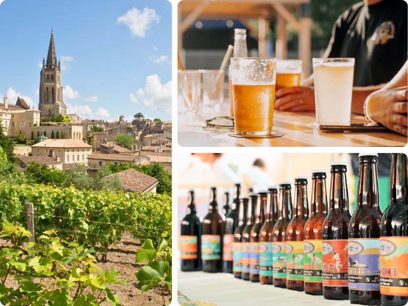 Produits typiques des Landes : bières et vins