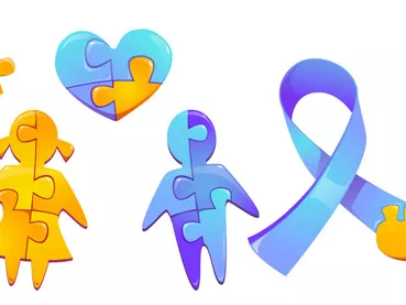 Set autism world day awareness, puzzle pieces